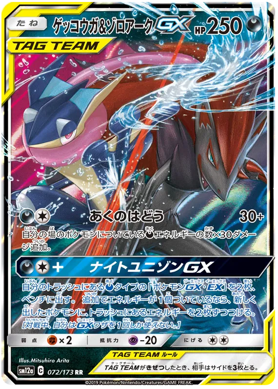 072/173 Greninja & Zoroark GX RR SM12a