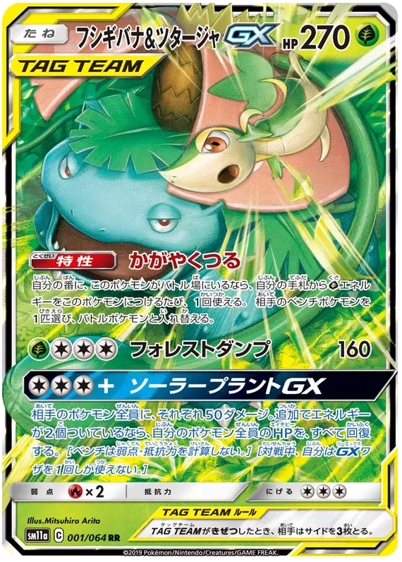 001/064 Venusaur & Snivy GX RR SM11a