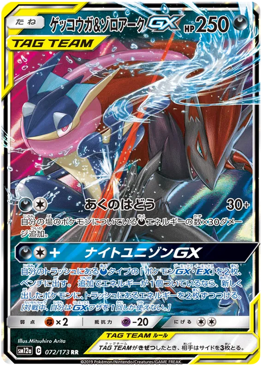 072/173 Greninja & Zoroark GX RR SM12a