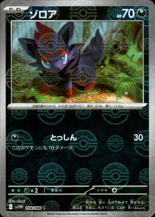 058/086 Zorua SV11W Reverse Holo